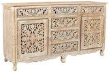 Hand carved Indian solid wooden Nadia 6 drawers combo dresser