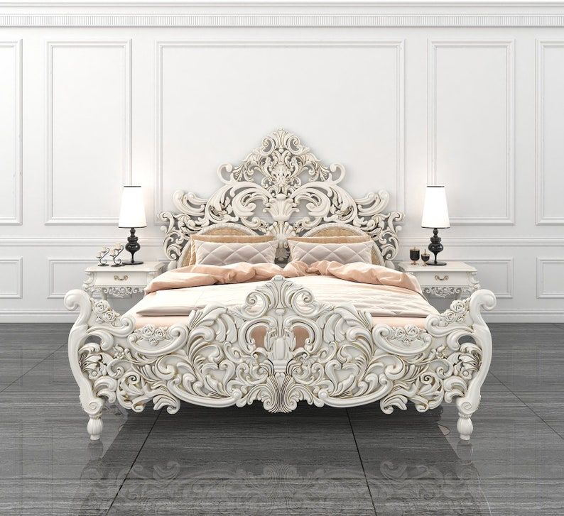 Bonita Indian Hand Carved Solid Mango Wood Bed