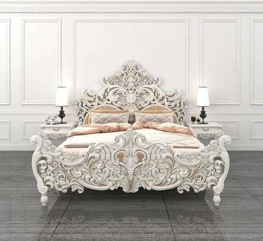 Bonita Indian Hand Carved Solid Mango Wood Bed