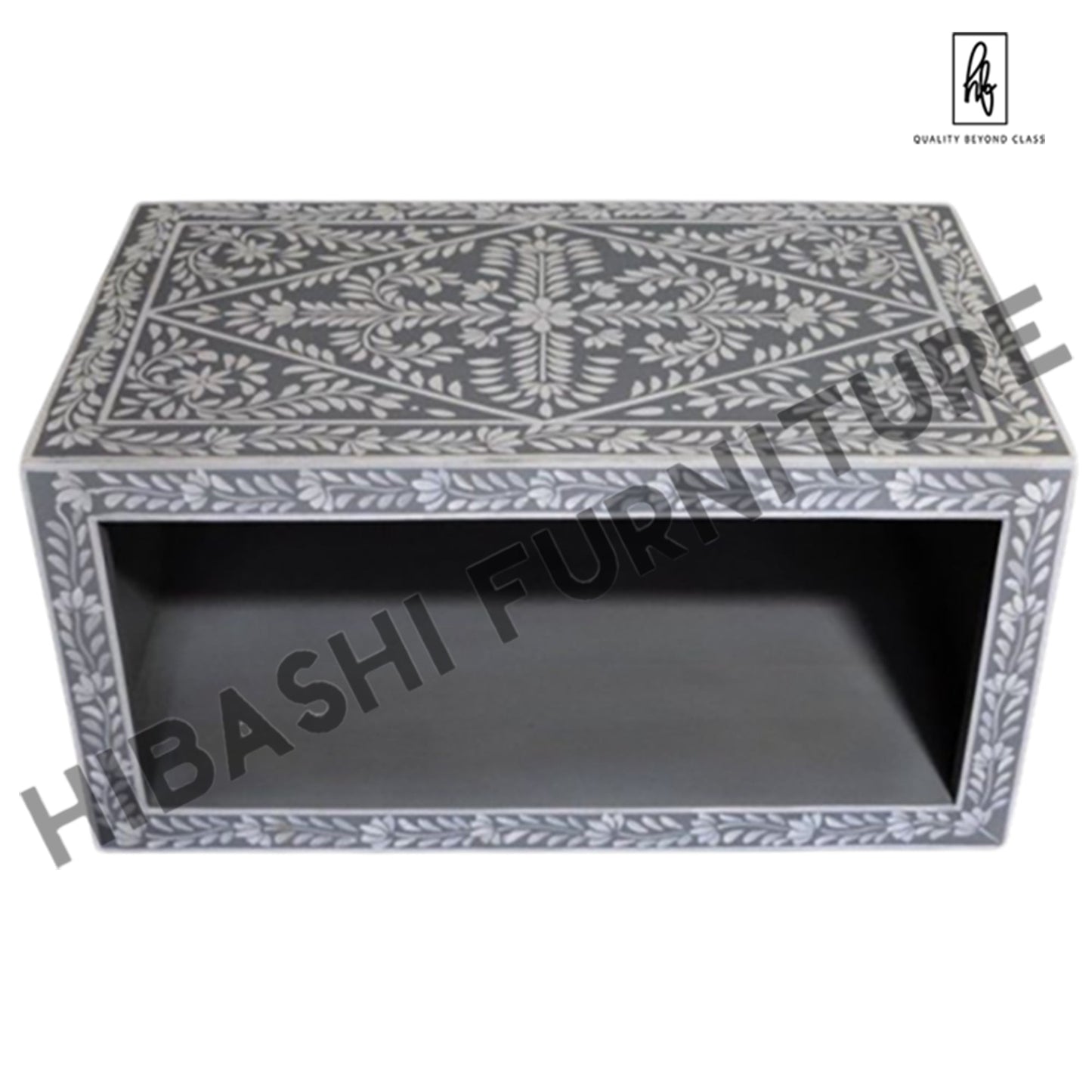 Pandora Bone inlay Gray Floral Coffee Table