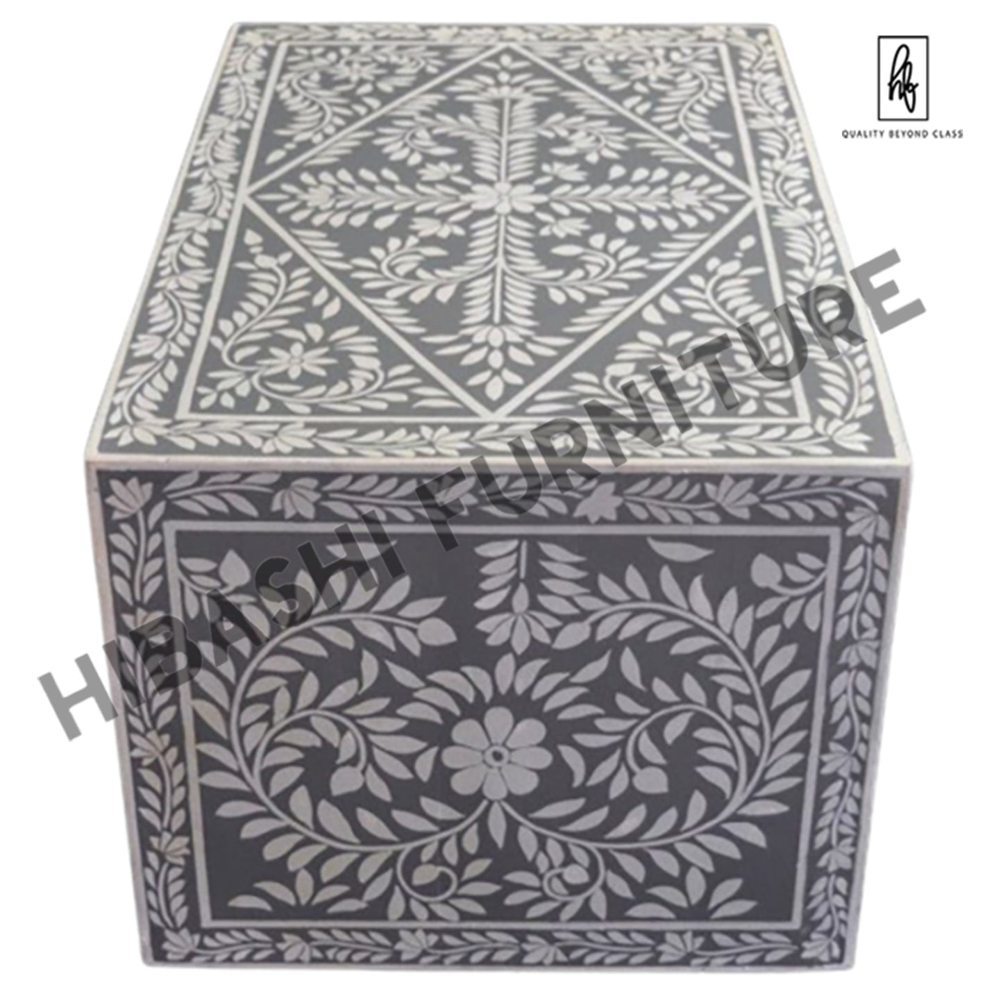 Pandora Bone inlay Gray Floral Coffee Table