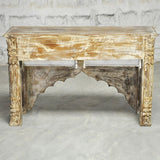 Mehrab Style Carved Hall Table with Drawers