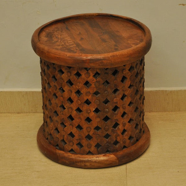 Hand Carved Round Coffee Table Small