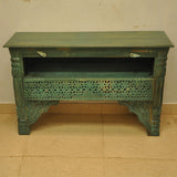 Mehrab Style Carved Hall Table with One Drawer