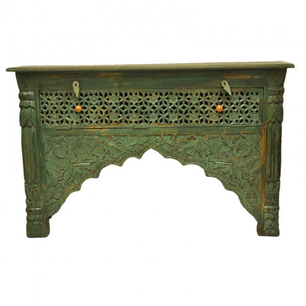 Mehrab Style Carved Hall Table with One Drawer