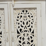 Jali Solid 4 Door Wooden Sideboard White 160-40-90
