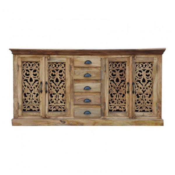 Jali Sideboard - Solid Wood Chest of 5 Drawers Storage Cabinet