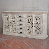 Jali Sideboard - Solid Wood Chest of 5 Drawers Storage Cabinet