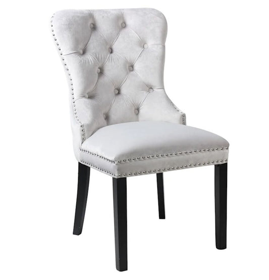 ALAPAN Velvet Grey Tufted Ring Back Chair