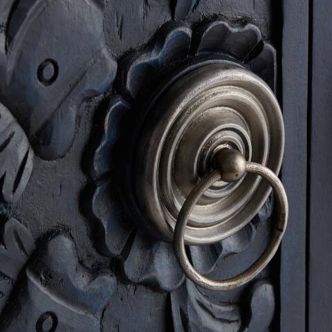 Manama Hand Carved Wood Fish Nairi Storage Cabinet