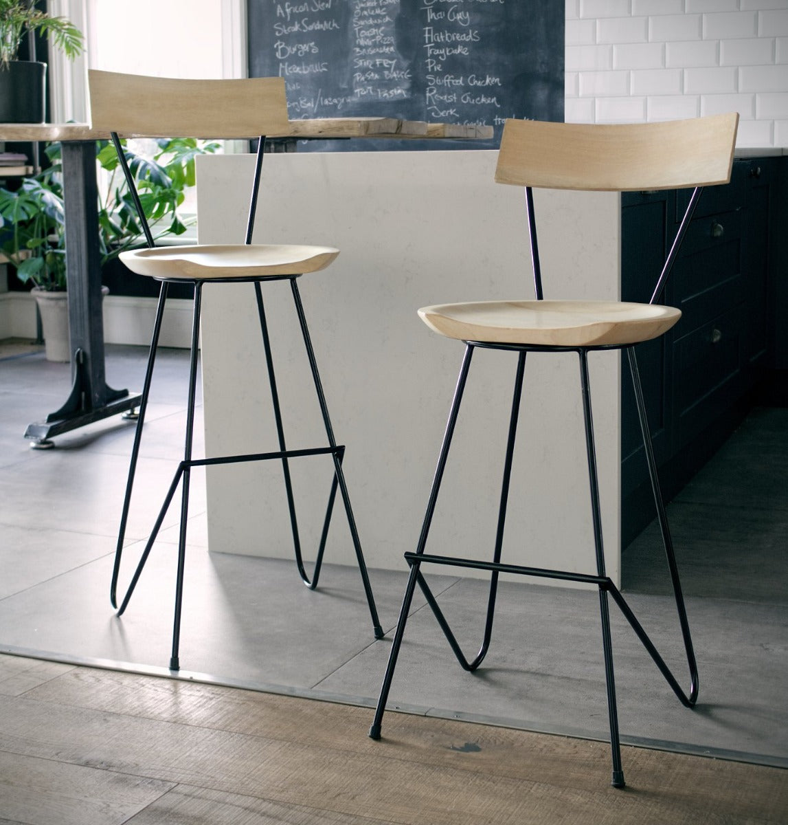 Albay Light Wood Bar Stool with Backrest, 72cm