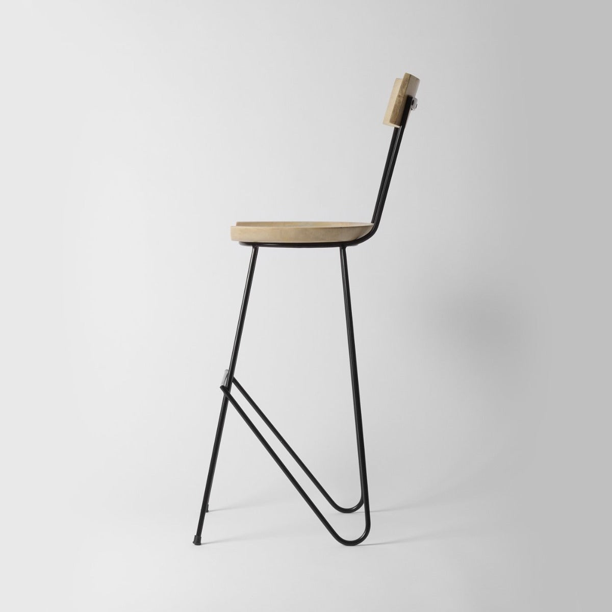 Albay Light Wood Bar Stool with Backrest, 72cm