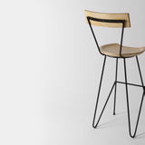 Albay Light Wood Bar Stool with Backrest, 72cm