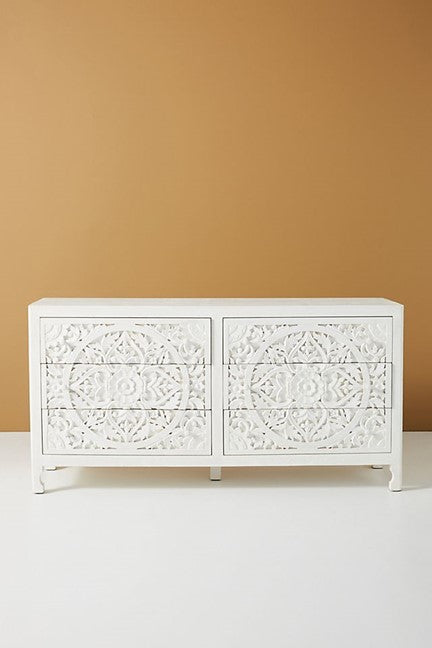 Lombok Hand Carved Wooden Six Drawer Dresser/ Hand Made wooden Dresser