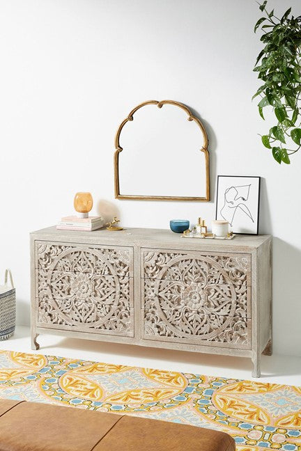 Lombok Hand Carved Wooden Six Drawer Dresser/ Hand Made wooden Dresser