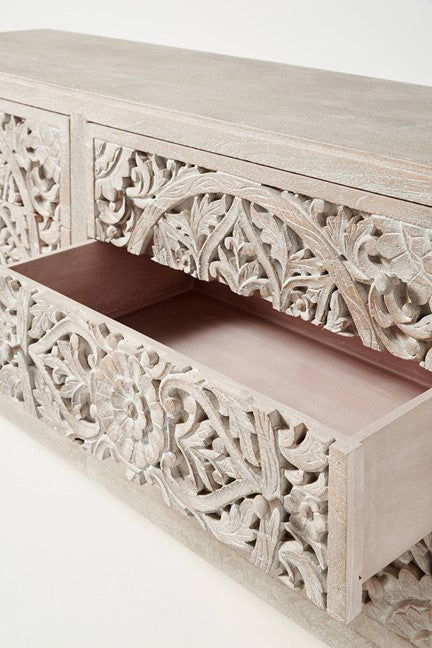 Lombok Hand Carved Wooden Six Drawer Dresser/ Hand Made wooden Dresser