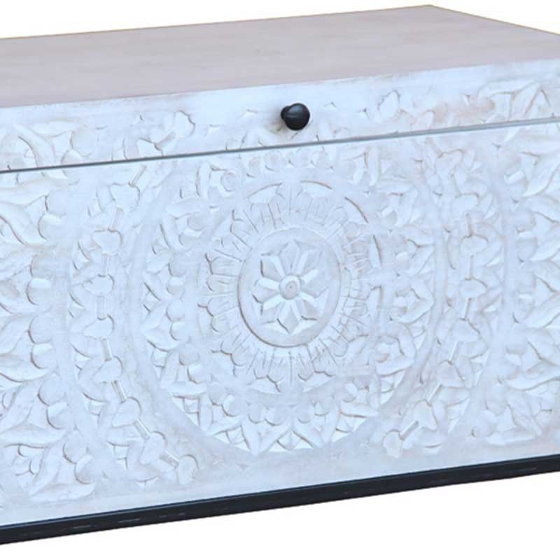MAYON Hand Carved Solid Wood Trunk Box