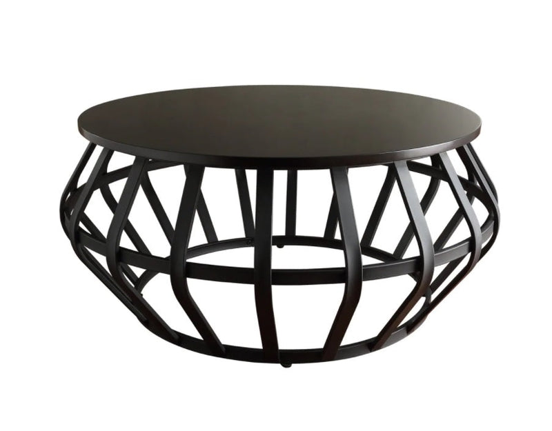 INDANG Metal Frame Round Cage Slate Accent Coffee Table