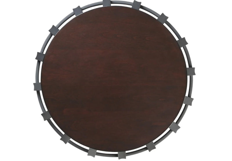 INDANG Metal Frame Round Cage Slate Accent Coffee Table