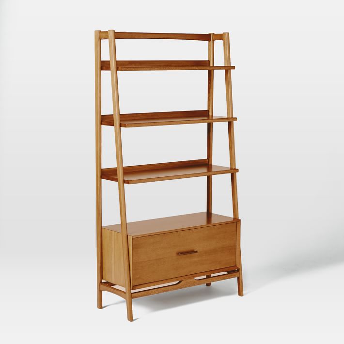 Mid-Century Bookshelf with Drawer – Acorn