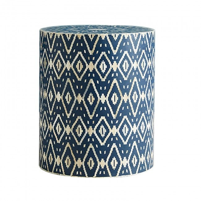 Bone Inlay Drum End & Side Tables - Diamond, Large