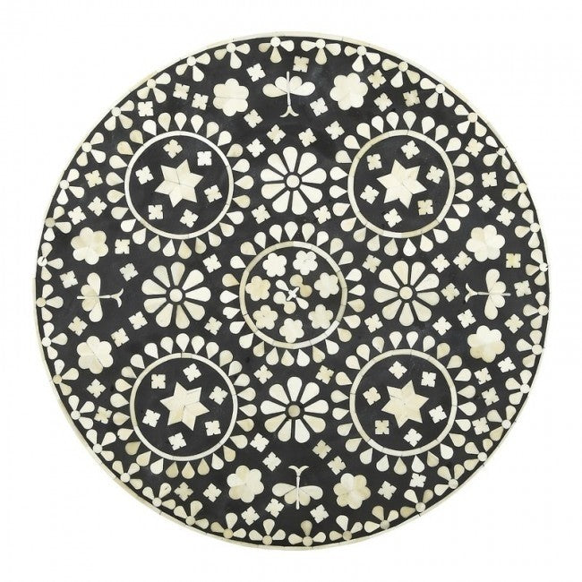 Small Bone Inlay Small Round Side Table/End Table Stool