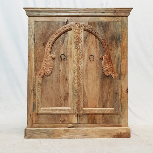 Hand Carved Natural Wooden Small Cabinet Pantry Cupboard