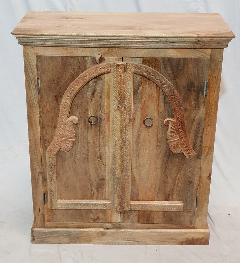 Hand Carved Natural Wooden Small Cabinet Pantry Cupboard
