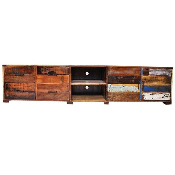 Nirvana Reclaimed Timber Wood TV Entertainment Unit/Stand 220cm