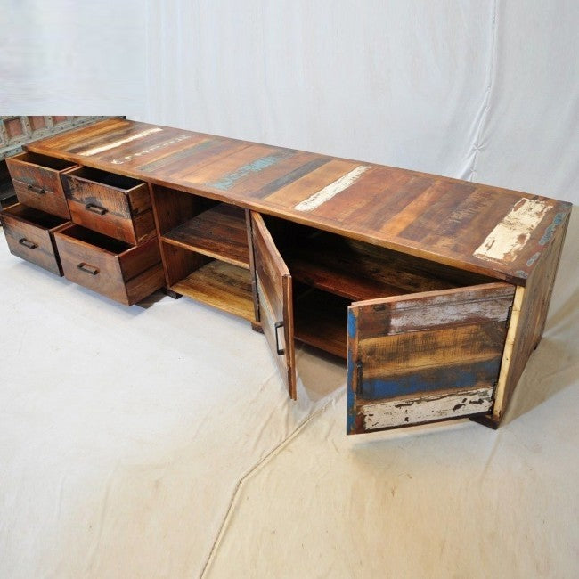 Nirvana Reclaimed Timber Wood TV Entertainment Unit/Stand 220cm
