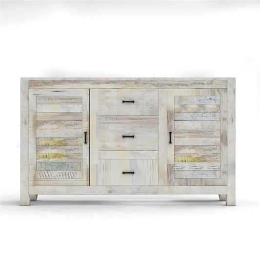 NIRVANA WHITEWASH TIMBER SIDEBOARD M-140-30-80