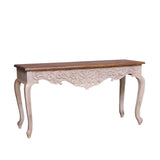 French Reclaimed Wood Hand Carved Floral Hall Table