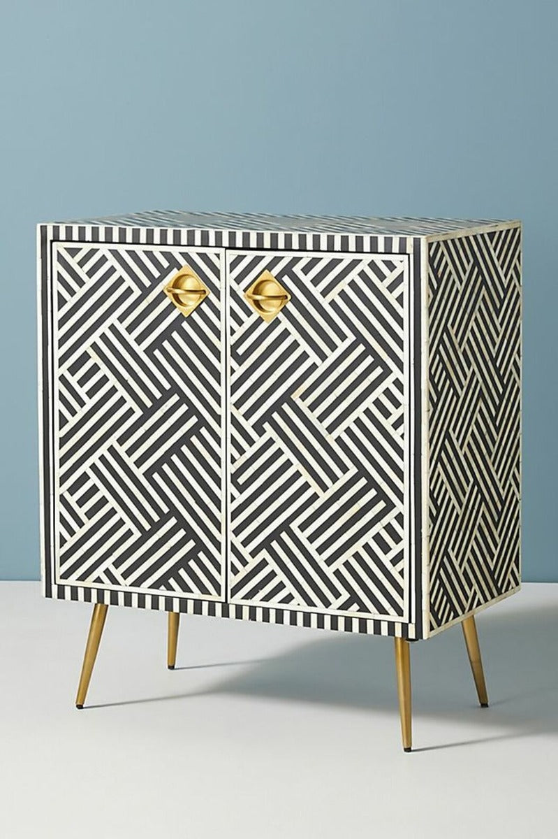 Zallaq Optical Bone Inlay Cabinet in Black