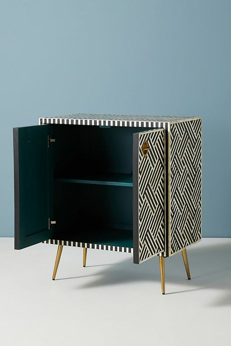 Zallaq Optical Bone Inlay Cabinet in Black