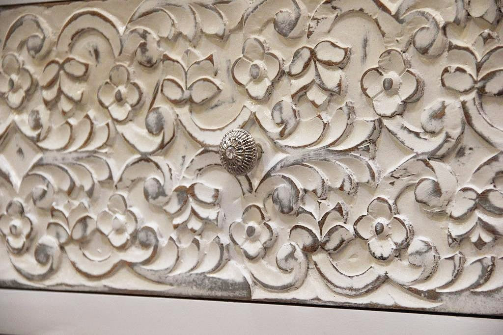 India Handcarved Mango Wood 3 Drawer Dresser