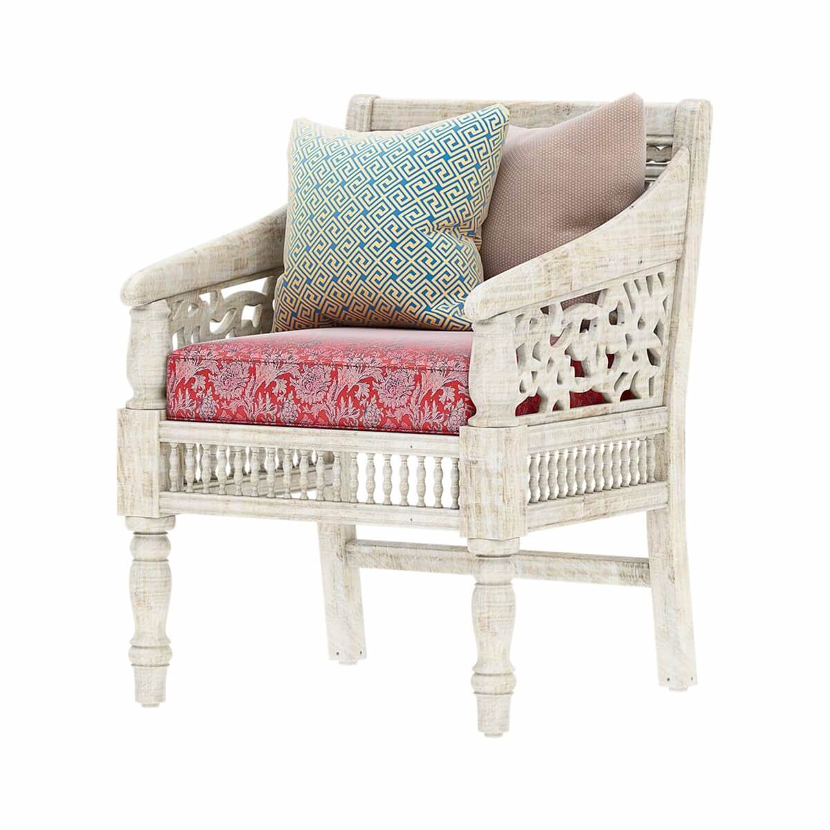 Pennsylvania Solid Wood Hand carved Moroccan Living Single Sofa