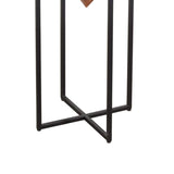 DAPITAN Pyramid Shape Wooden Side Table With Cross Metal Base Accent Table