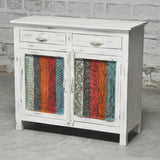 Rainbow Carved 2 Door Wooden Sideboard White Wash