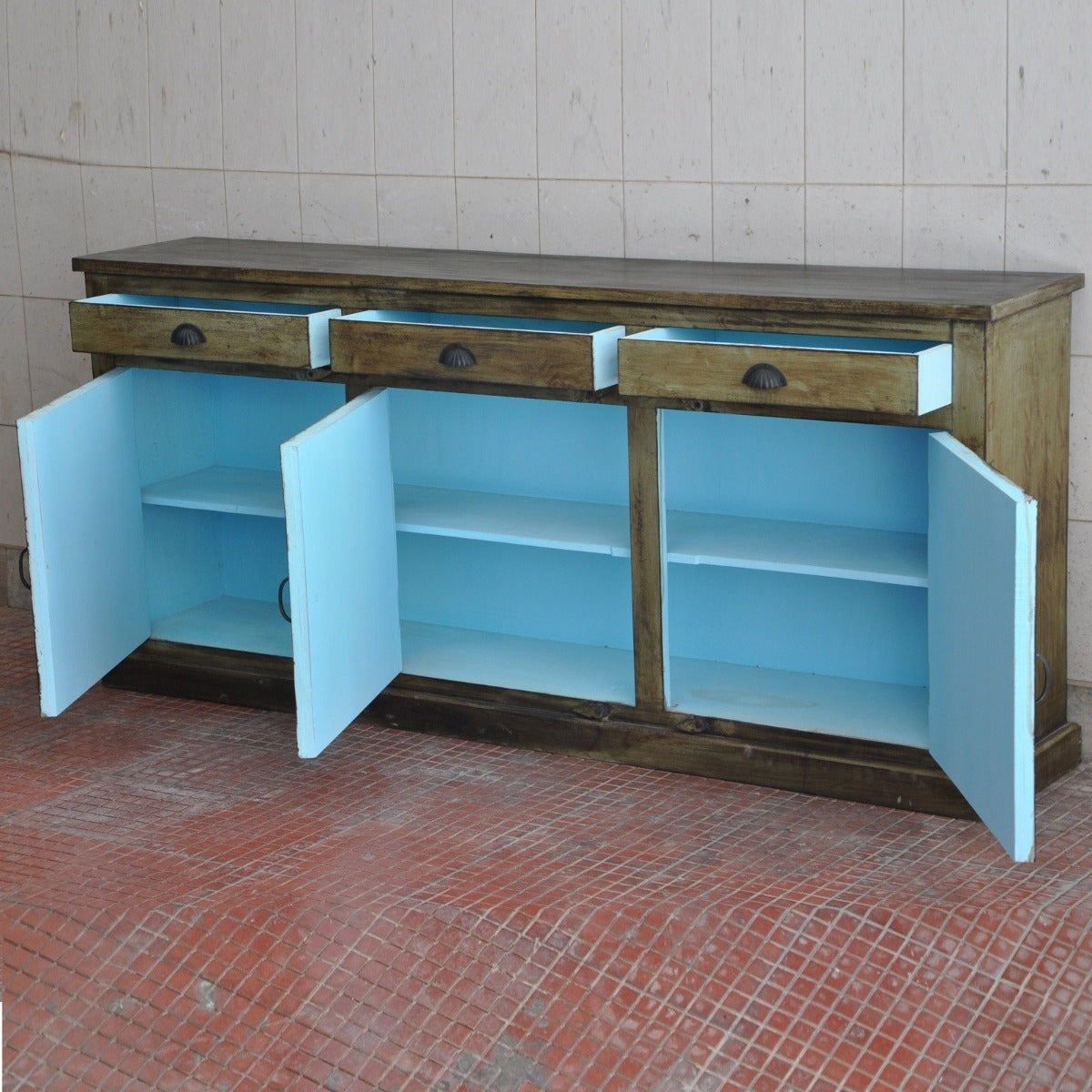 Rainbow Carved 3 Door Wooden Sideboard