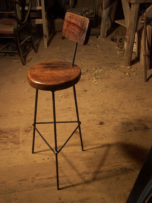 Antipolo Bar Stools With Industrial Legs And Back Rest