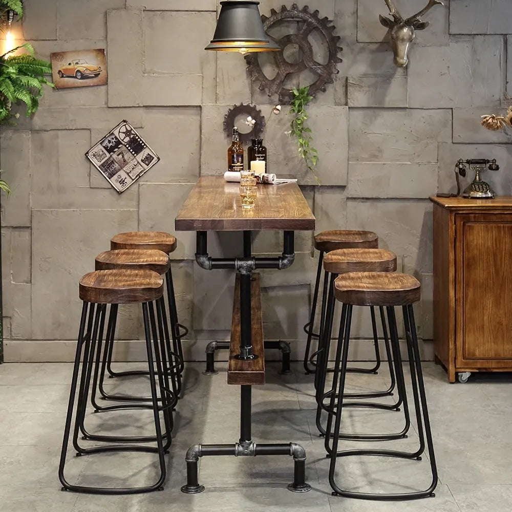 Banga Retro Rectangular Bar Table Natural Industrial Pub Table