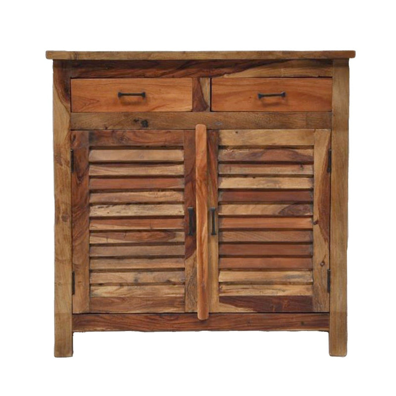 SHUTTER SIDEBOARD CABINET OF 2 DRAWERS-Natural-100-90-40