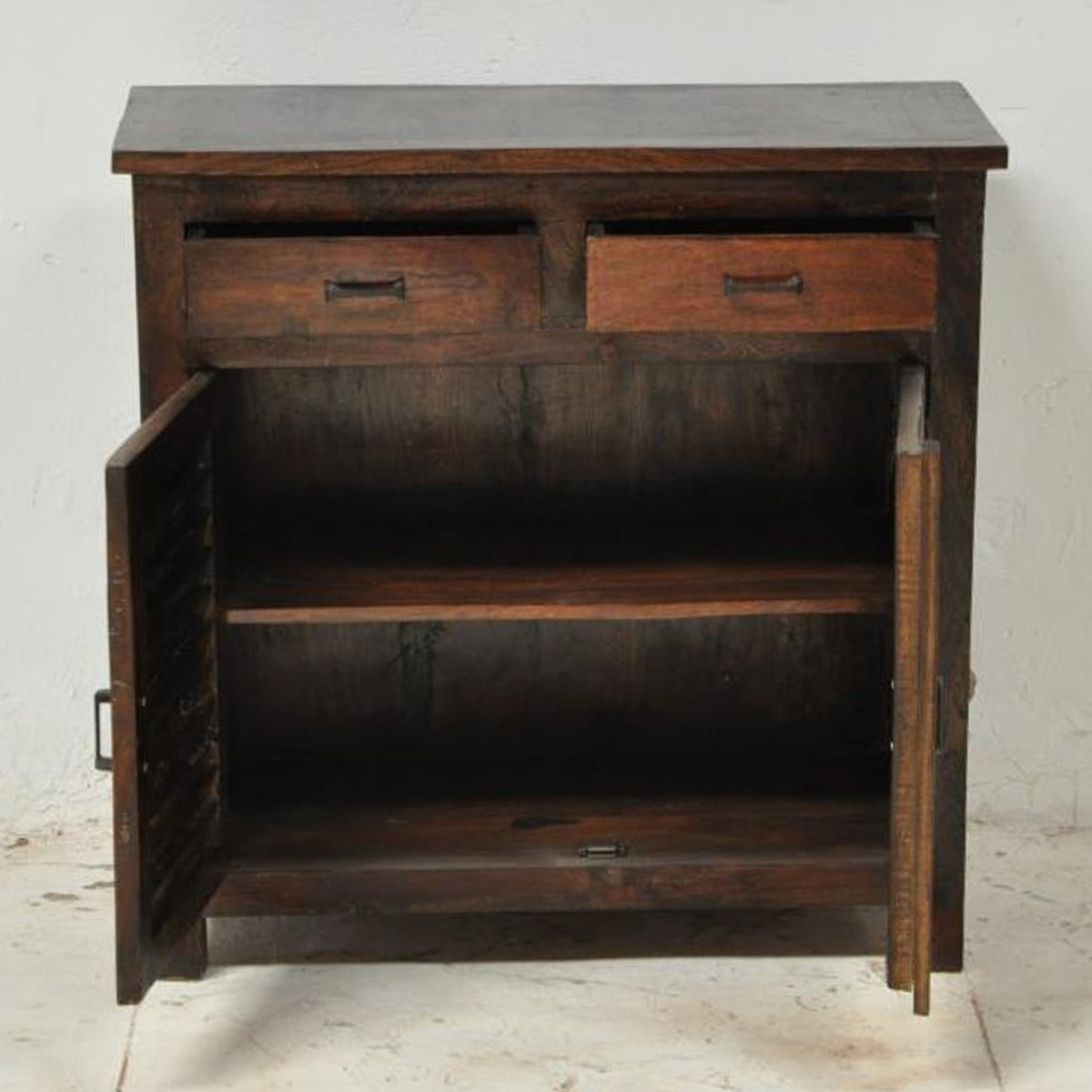 Shutter Sideboard Cabinet Of 2 Drawers Chocolate 110-100-40