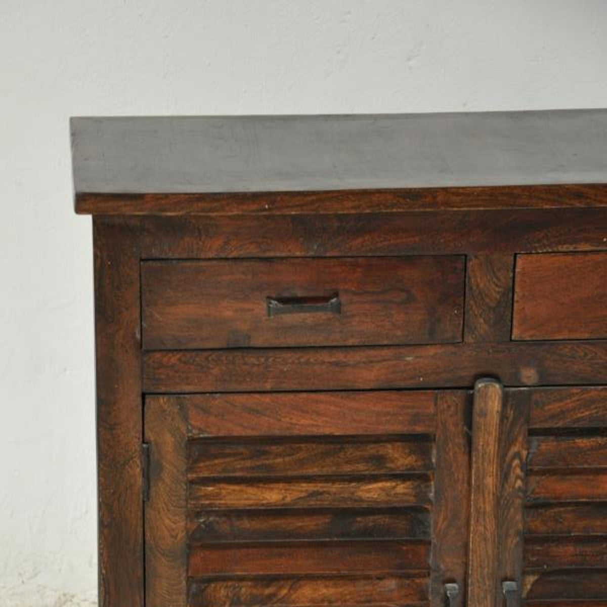 Shutter Sideboard Cabinet Of 2 Drawers Chocolate 110-100-40