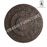 Mughal Style Carved Wood 3 Step Round BedHead/Wall Panel Brown