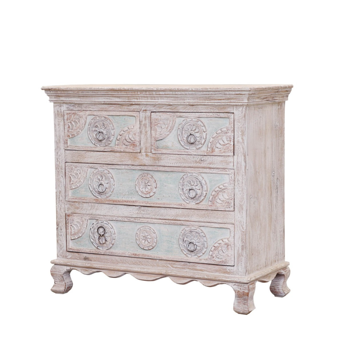 India Hand Carved Florentine Wood 4 Dresser