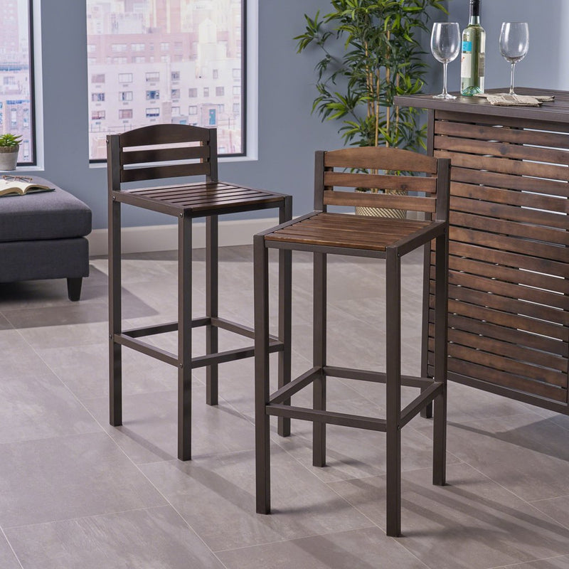 Cebu Industrial Barstools with Rustic Metal Finish Iron Frame