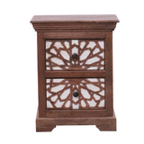 Traditional Mosaic Solid Wood Two Drawer Bedside Table