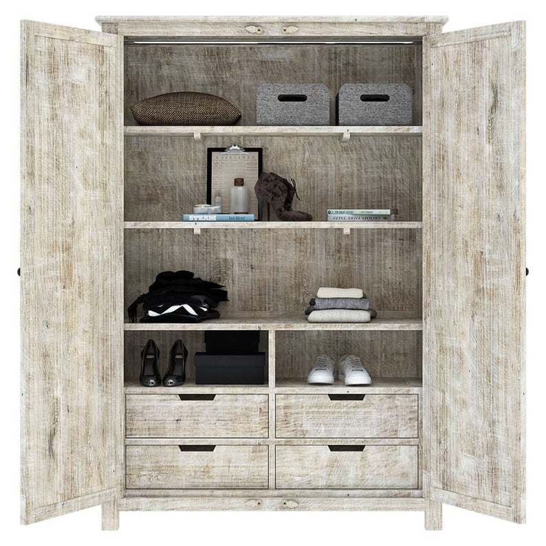 Vintage Carved Wooden Wardrobe/Cabinet/Armoire