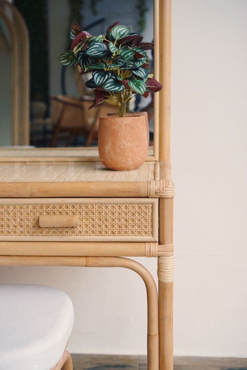 COCO Rattan Dressing Table with Stool